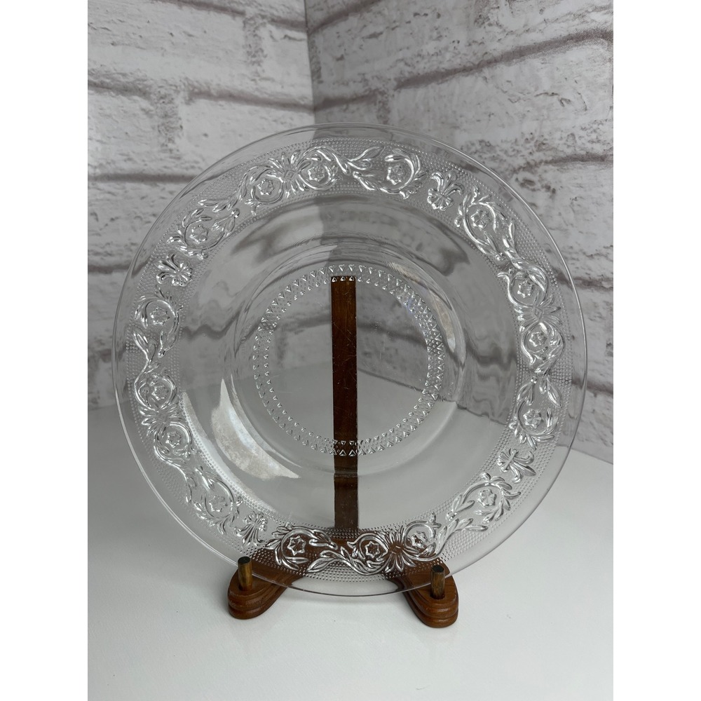 Vintage Crystal Clear Industries TRELLIS Glass 9" Plate KIG Malaysia Pressed